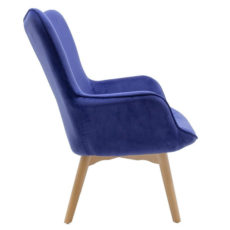Fauteuil Kido velours couleur bleu