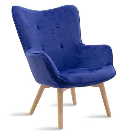 Fauteuil Kido velours couleur bleu