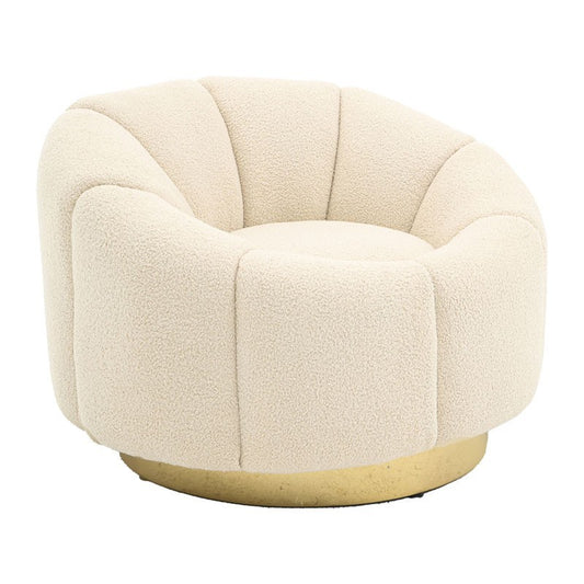 Fauteuil Lettice tissu teddy blanc cassé-doré 95x83x69cm