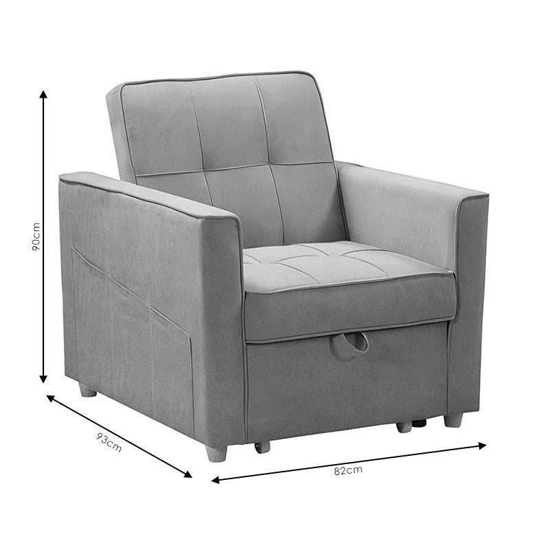 Fauteuil-lit Commit tissu couleur gris 82x93x90cm