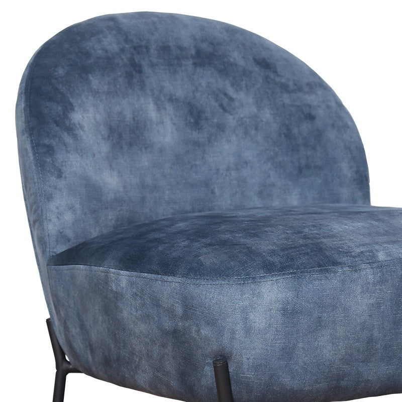 Fauteuil poète en velours bleu antique-noir 54,5x65,5x66cm