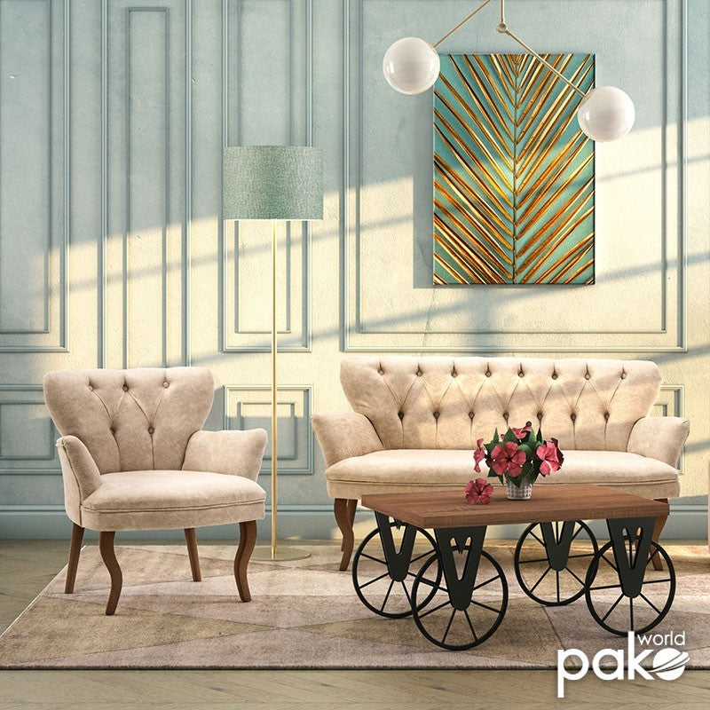Fauteuil Samara tissu beige antique 67x62x78cm