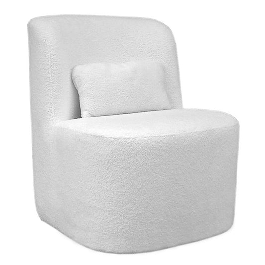 Fauteuil Silas en tissu bouclette couleur blanc 67x63x75cm