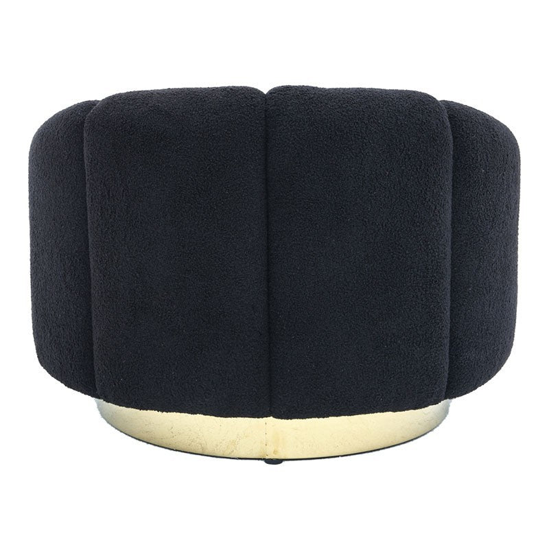 Fauteuil  teddy tissu noir doré 95x83x69 cm