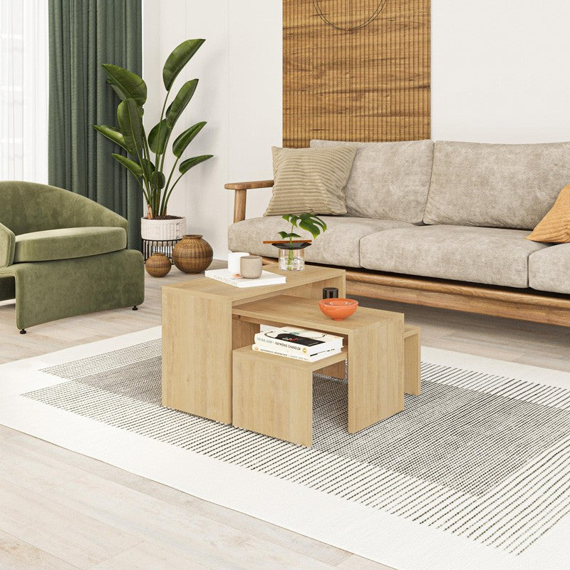 Lot de 3 tables basses bois 65 x 30 x 39 cm