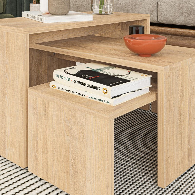 Lot de 3 tables basses bois 65 x 30 x 39 cm