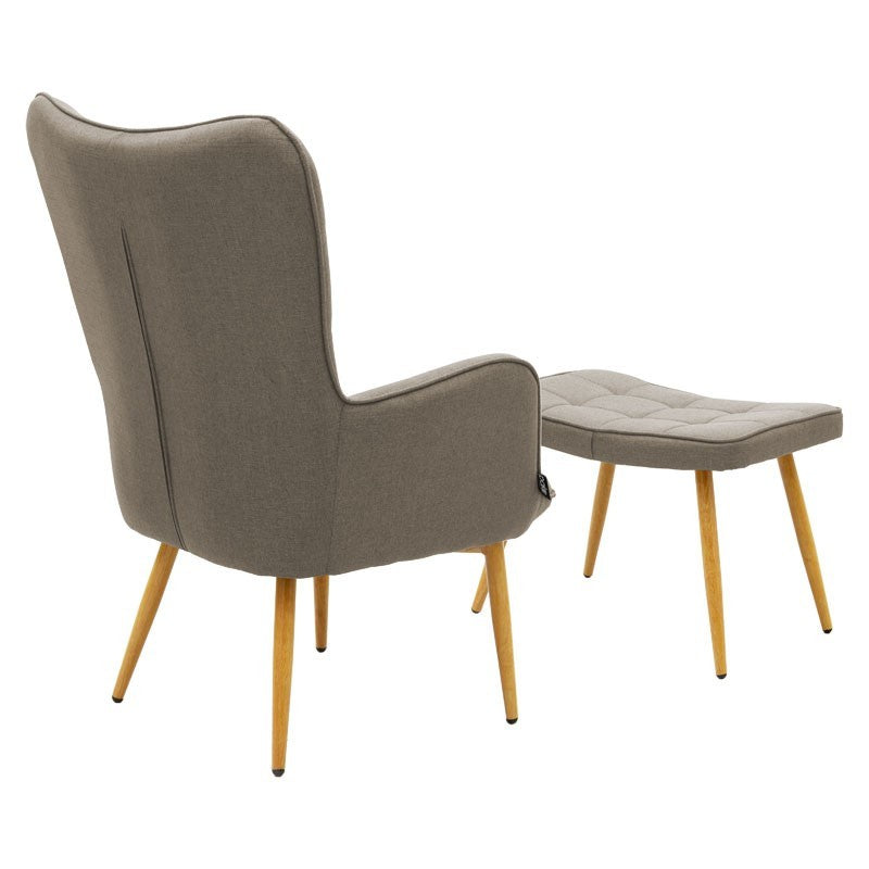 Fauteuil Maddison avec repose-pieds-coussin tissu beige-naturel 69x74x98cm