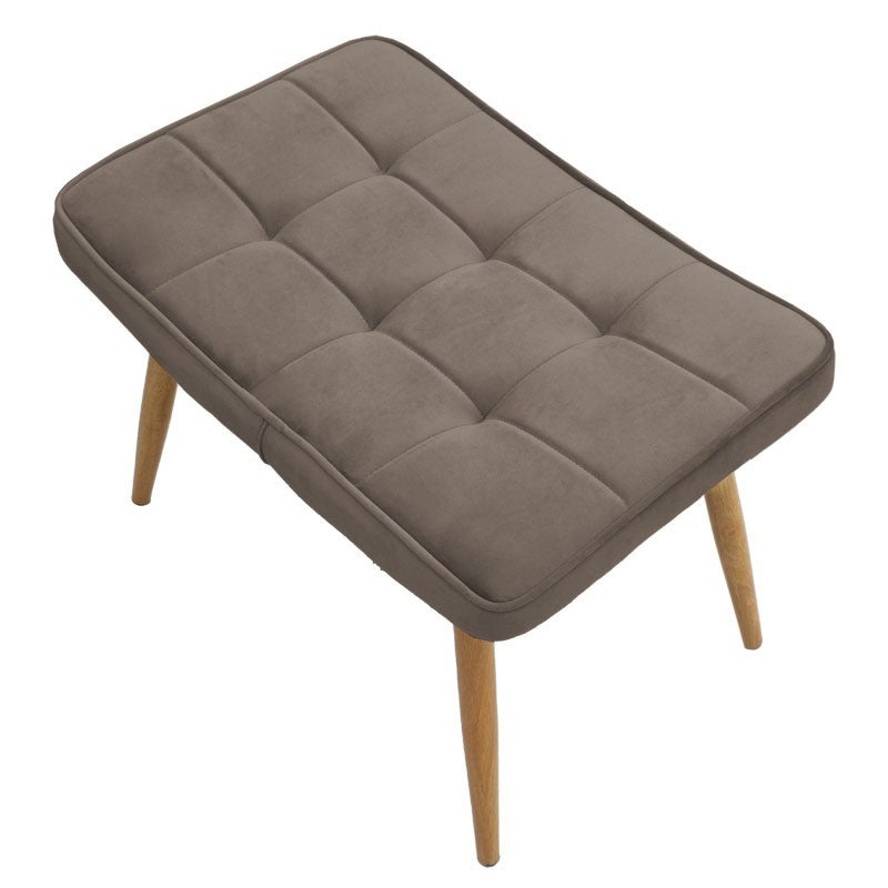 Fauteuil Maddison avec repose-pieds-coussin velours marron-naturel 68x72x98cm