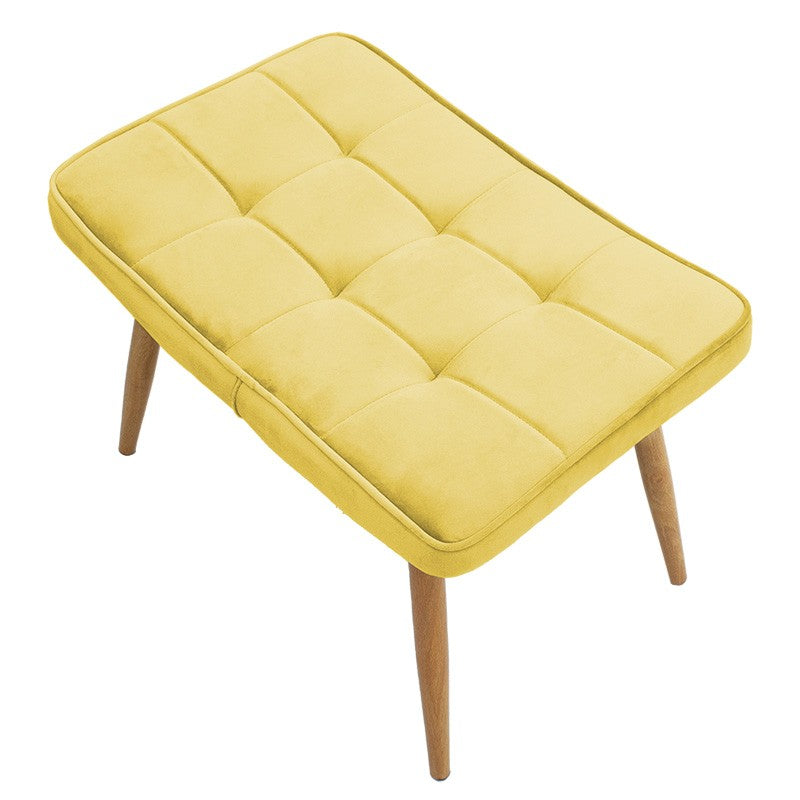 Fauteuil Maddison avec repose-pieds-coussin velours jaune-naturel 68x72x988cm