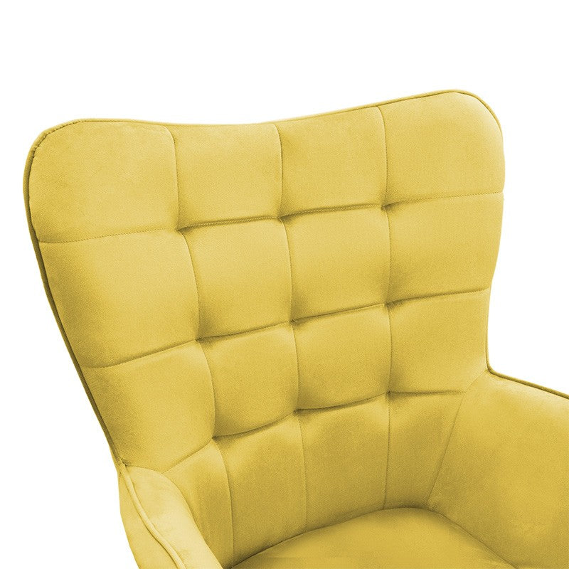 Fauteuil Maddison avec repose-pieds-coussin velours jaune-naturel 68x72x988cm
