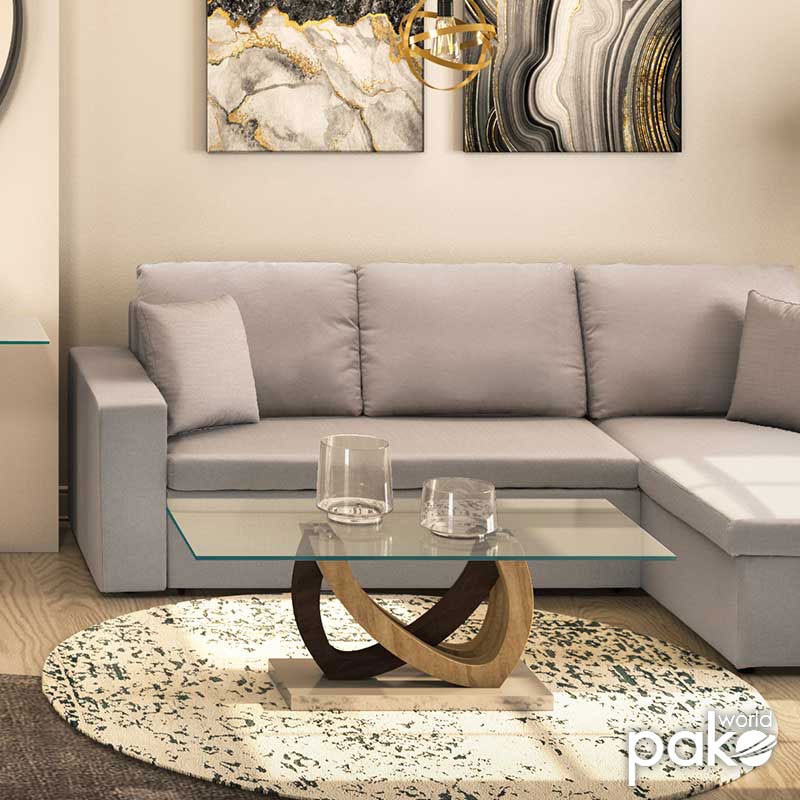 Table basse Masai bois Sonoma en mélamine et verre 120 x 60 x 43 cm