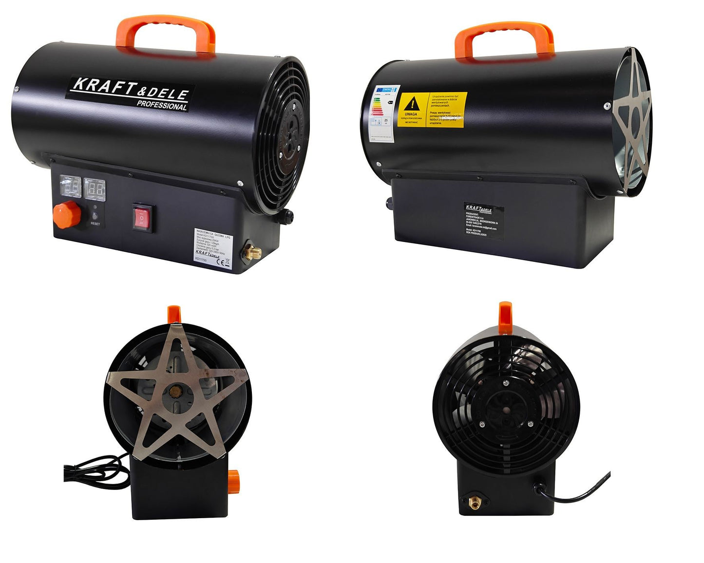 Chauffage de chantier au gaz 25 kW + Thermostat + Réducteur