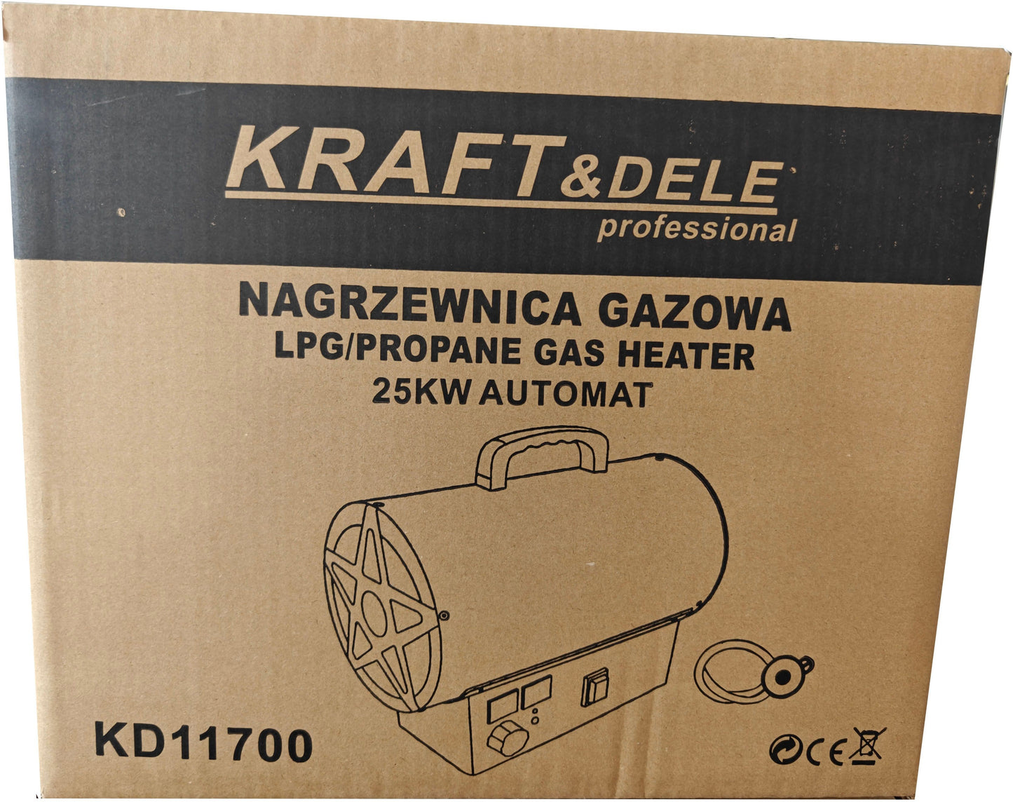 Chauffage de chantier au gaz 25 kW + Thermostat + Réducteur