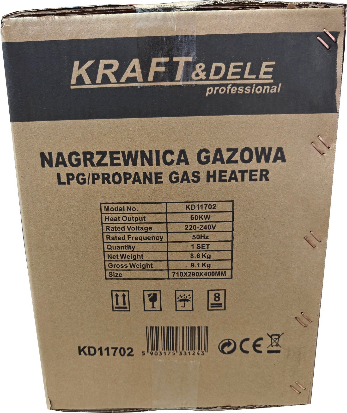 Chauffage de chantier au gaz 60 kW Thermostat