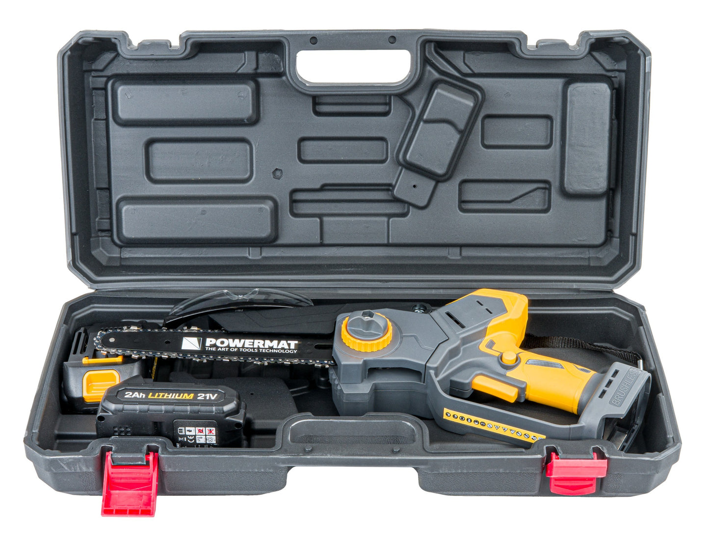 Mini tronçonneuse électrique  8"  21 V  2 batteries + acessoires