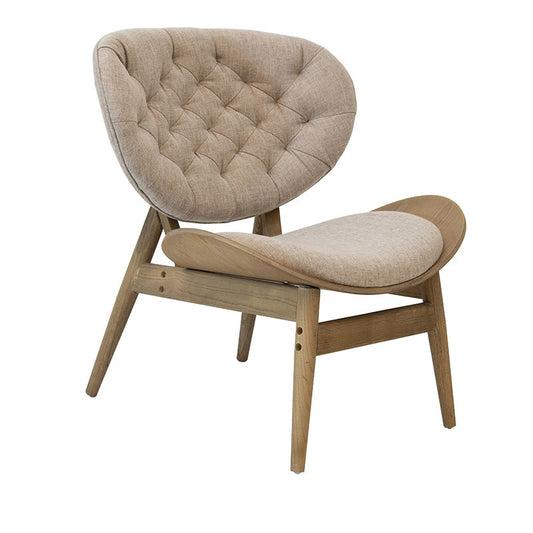 Fauteuil relax Udalle bois massif noyer-tissu beige-marron 77x70x82cm