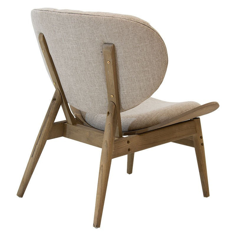 Fauteuil relax Udalle bois massif noyer-tissu beige-marron 77x70x82cm