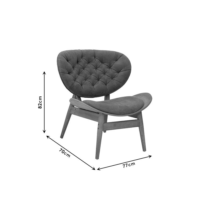 Fauteuil relax Udalle bois massif noyer-tissu beige-marron 77x70x82cm