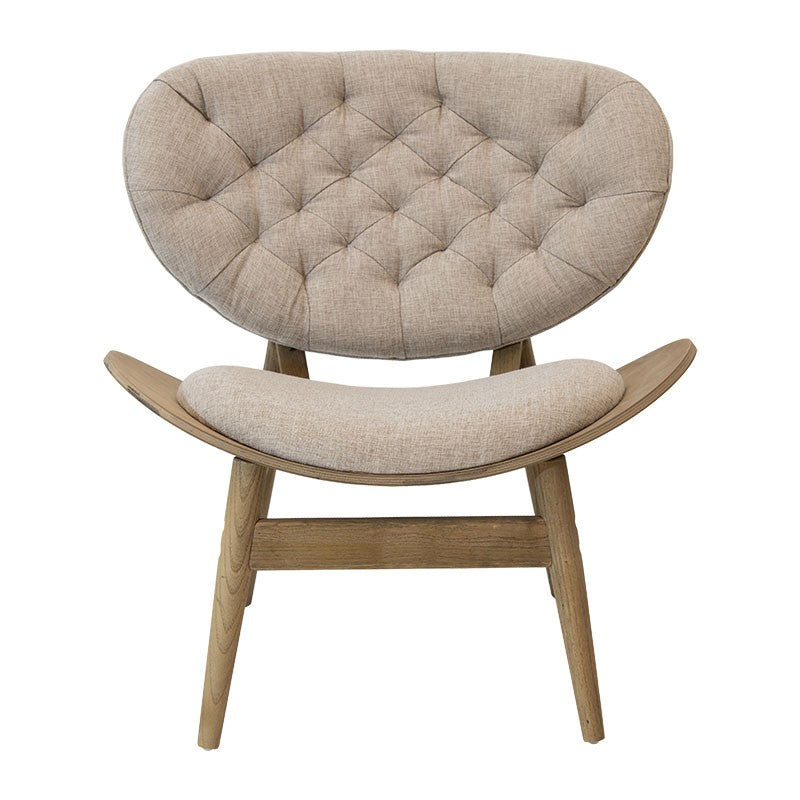 Fauteuil relax Udalle bois massif noyer-tissu beige-marron 77x70x82cm