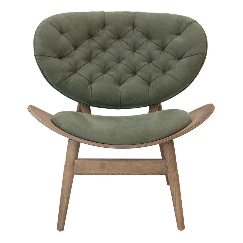 Fauteuil RINO bois massif noyer velours vert 77x70x82 cm