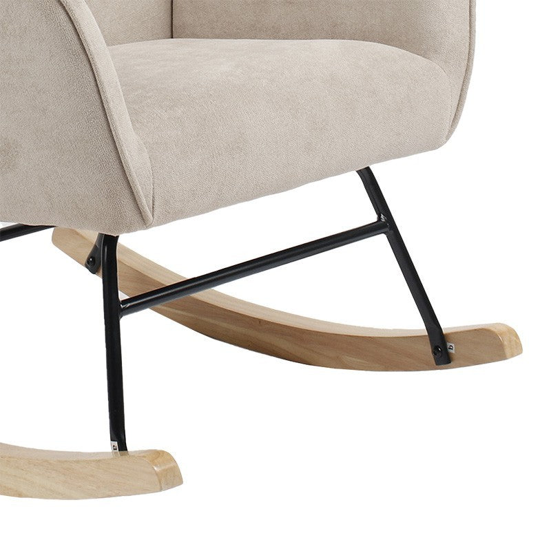 Fauteuil à bascule Exultant tissu crème-naturel 75x68x95cm