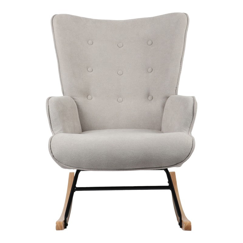 Fauteuil à bascule Georgia tissu gris clair-naturel 75x71x95cm