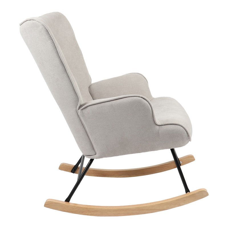 Fauteuil à bascule Georgia tissu gris clair-naturel 75x71x95cm