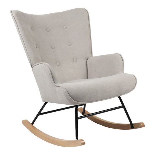 Fauteuil à bascule Georgia tissu gris clair-naturel 75x71x95cm