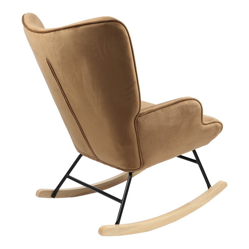 Fauteuil à bascule Georgia tissu velours taupe-naturel 75x71x95cm