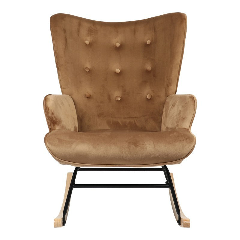 Fauteuil à bascule Georgia tissu velours taupe-naturel 75x71x95cm