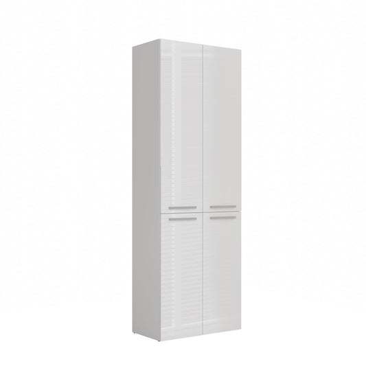 Meuble salle de bain armoire haute 174x30x60 cm bois blanc brillant