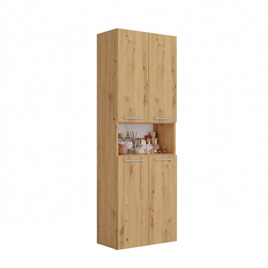 Meuble salle de bain armoire haute 174x30x60 cm bois artisan