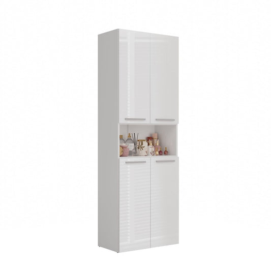 Meuble salle de bain armoire haute 174x30x60 cm blanc brillant