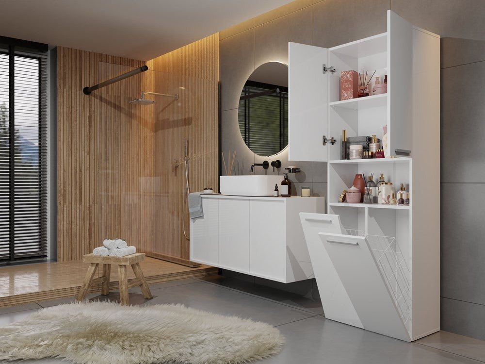 Meuble salle de bain armoire haute 174x30x60 cm blanc
