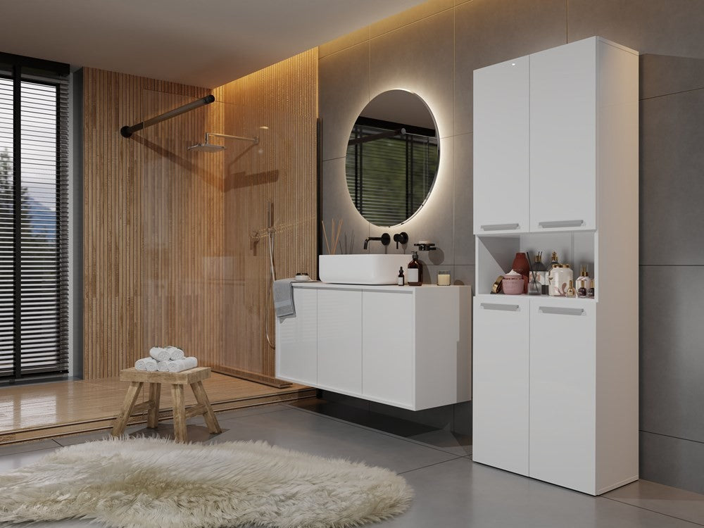 Meuble salle de bain armoire haute 174x30x60 cm blanc