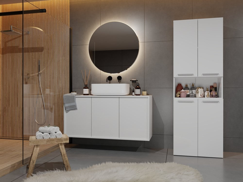 Meuble salle de bain armoire haute 174x30x60 cm blanc