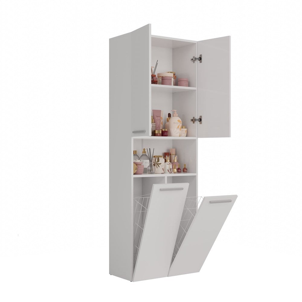 Meuble salle de bain armoire haute 174x30x60 cm blanc