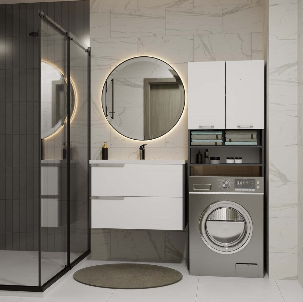 Meuble pour machine à laver anthracite blanc étagère 180X64X30 cm