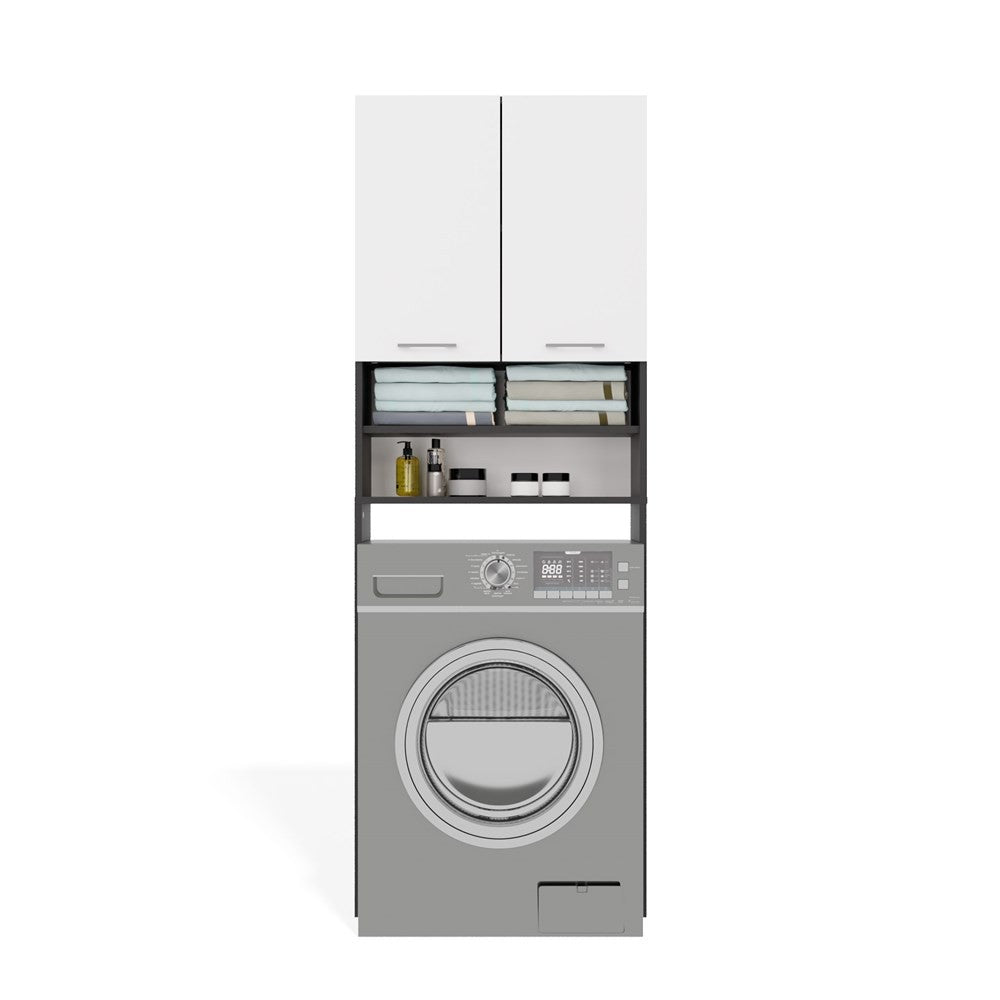 Meuble pour machine à laver anthracite blanc étagère 180X64X30 cm