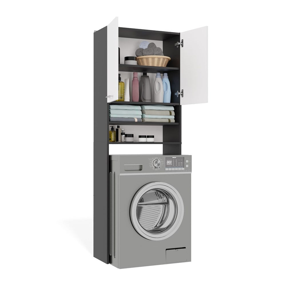 Meuble pour machine à laver anthracite blanc étagère 180X64X30 cm