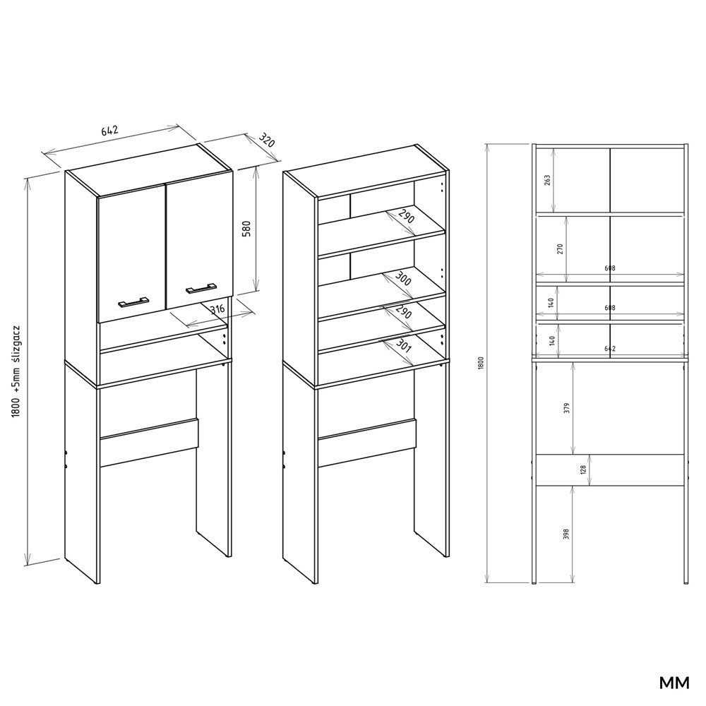 Meuble pour machine à laver 180X64X30 cm beige