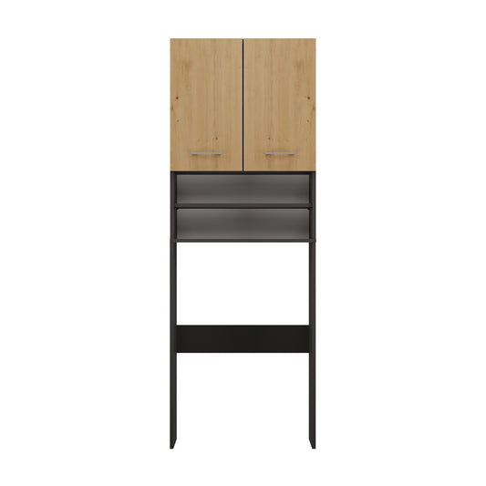 Meuble pour machine a laver 2 portes 4 étagères 180X30X64 cm anthracite