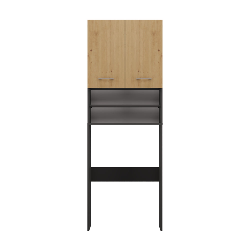 Meuble pour machine a laver 2 portes 4 étagères 180X30X64 cm anthracite