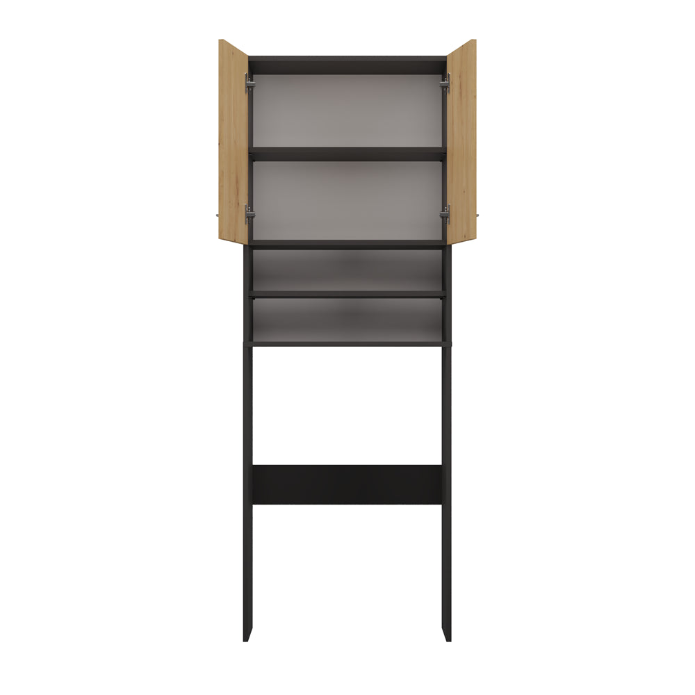 Meuble pour machine a laver 2 portes 4 étagères 180X30X64 cm anthracite