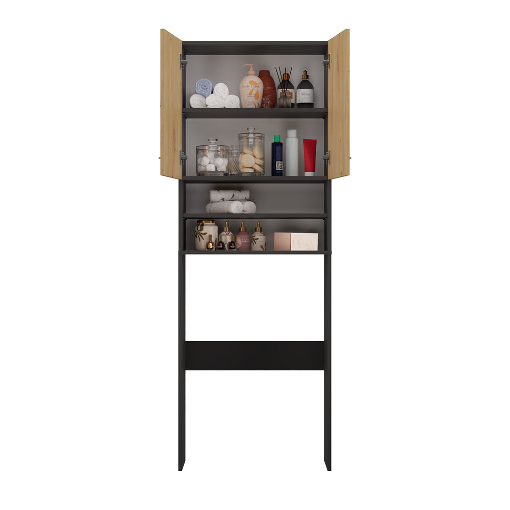 Meuble pour machine a laver 2 portes 4 étagères 180X30X64 cm anthracite