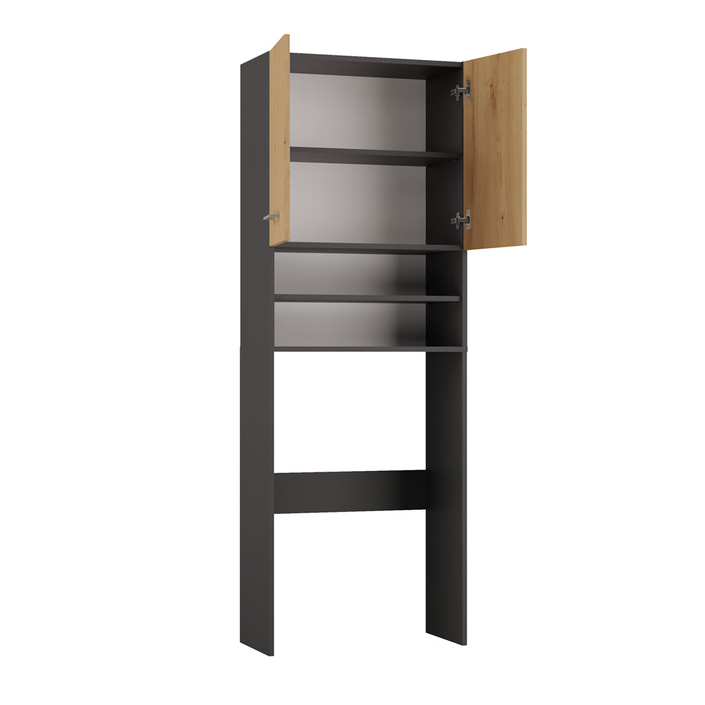 Meuble pour machine a laver 2 portes 4 étagères 180X30X64 cm anthracite