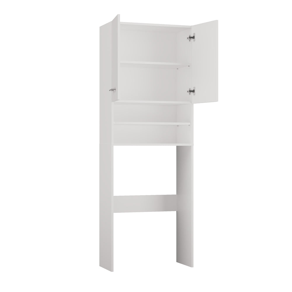 Meuble pour machine a laver 2 portes 4 étagères 180X30X64 cm blanc