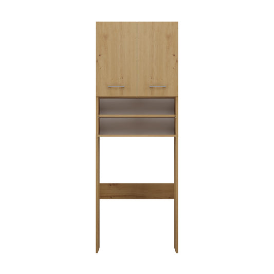 Meuble pour machine a laver 2 portes 4 étagères 180X30X64 cm bois artisan