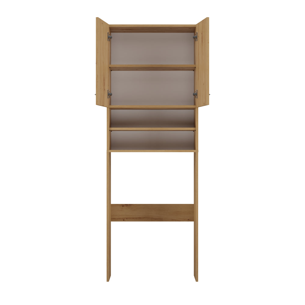 Meuble pour machine a laver 2 portes 4 étagères 180X30X64 cm bois artisan