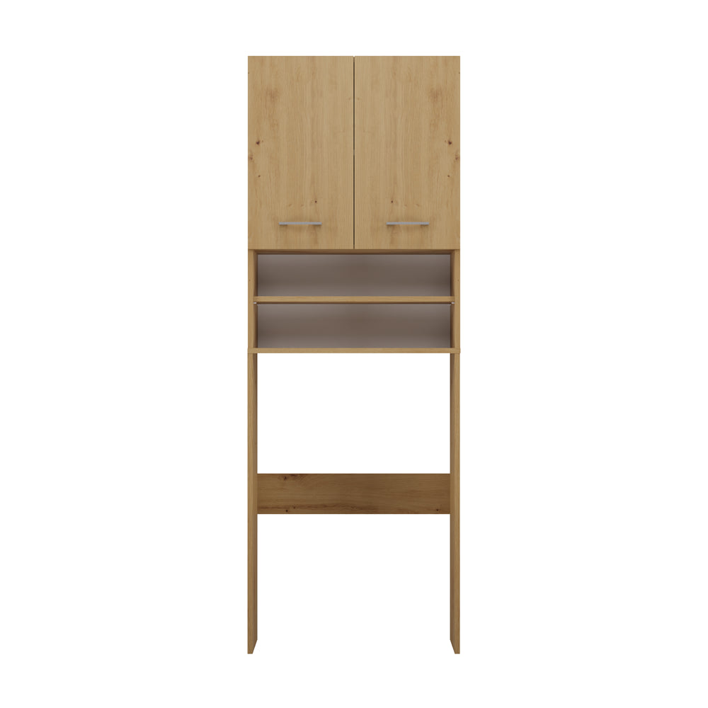 Meuble pour machine a laver 2 portes 4 étagères 180X30X64 cm bois artisan